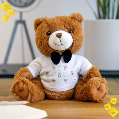 Teddy Bear with T-Shirt - Cute Cat & Koala Plush - Kawaii Love Bear Gift for Animal Lovers and Pet Parents