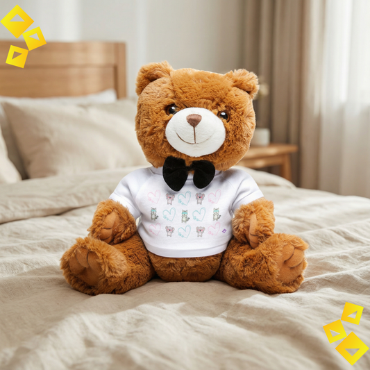 Teddy Bear with T-Shirt - Cute Cat & Koala Plush - Kawaii Love Bear Gift for Animal Lovers and Pet Parents