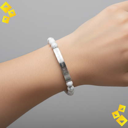Natural Stone Stretch Bracelet - Where You Go I Go - Engraved Bar Bracelet - Meaningful Gift for Pet Lovers