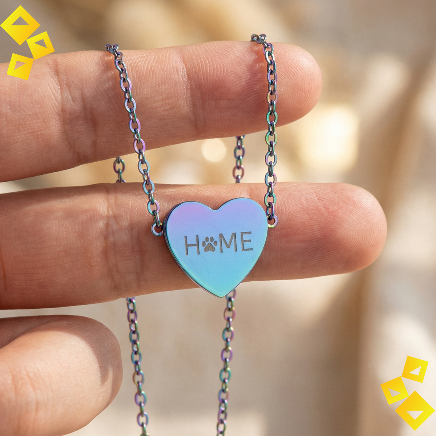 Heart Paw Necklace - Home Is Where the Paw Is - Pet Lover Jewelry - Engraved Heart Necklace for Animal Lovers