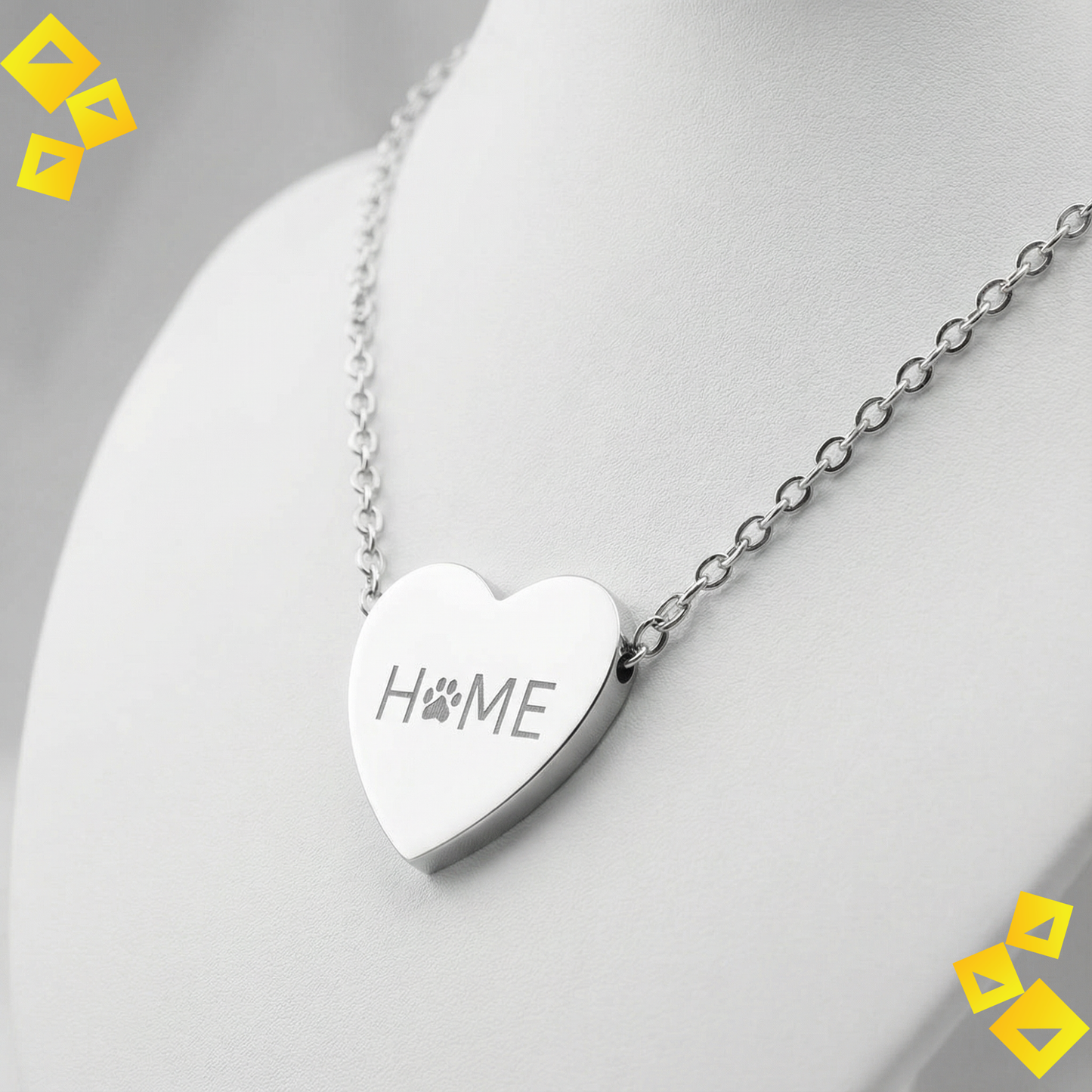 Heart Paw Necklace - Home Is Where the Paw Is - Pet Lover Jewelry - Engraved Heart Necklace for Animal Lovers