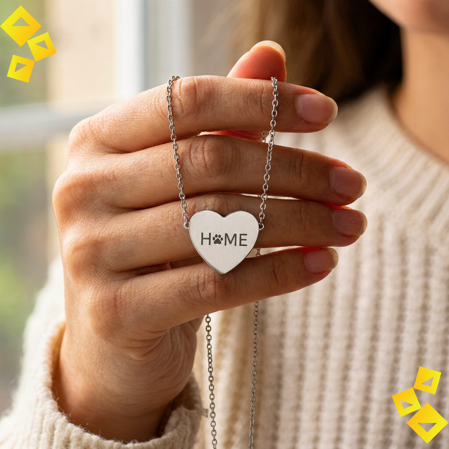 Heart Paw Necklace - Home Is Where the Paw Is - Pet Lover Jewelry - Engraved Heart Necklace for Animal Lovers