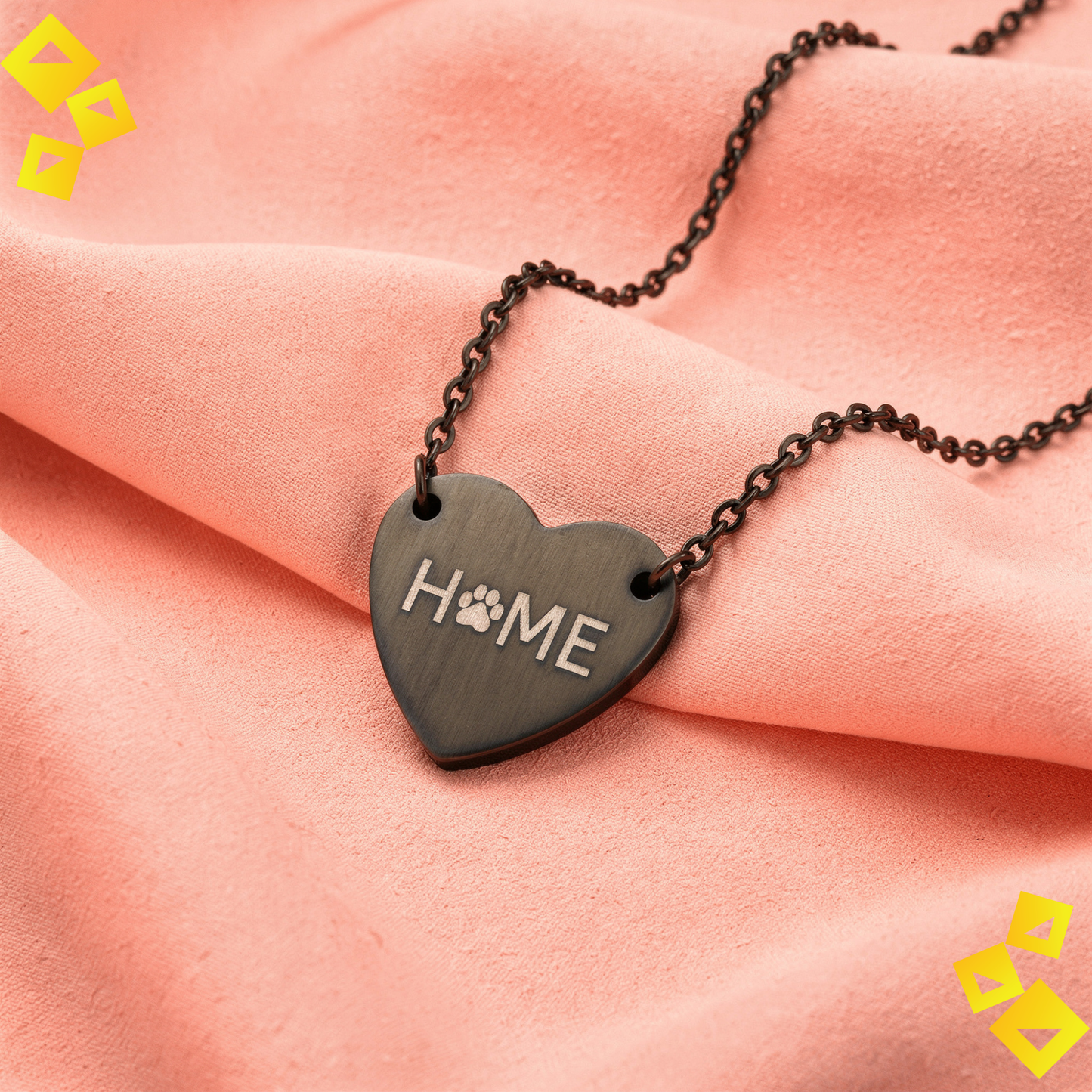 Heart Paw Necklace - Home Is Where the Paw Is - Pet Lover Jewelry - Engraved Heart Necklace for Animal Lovers