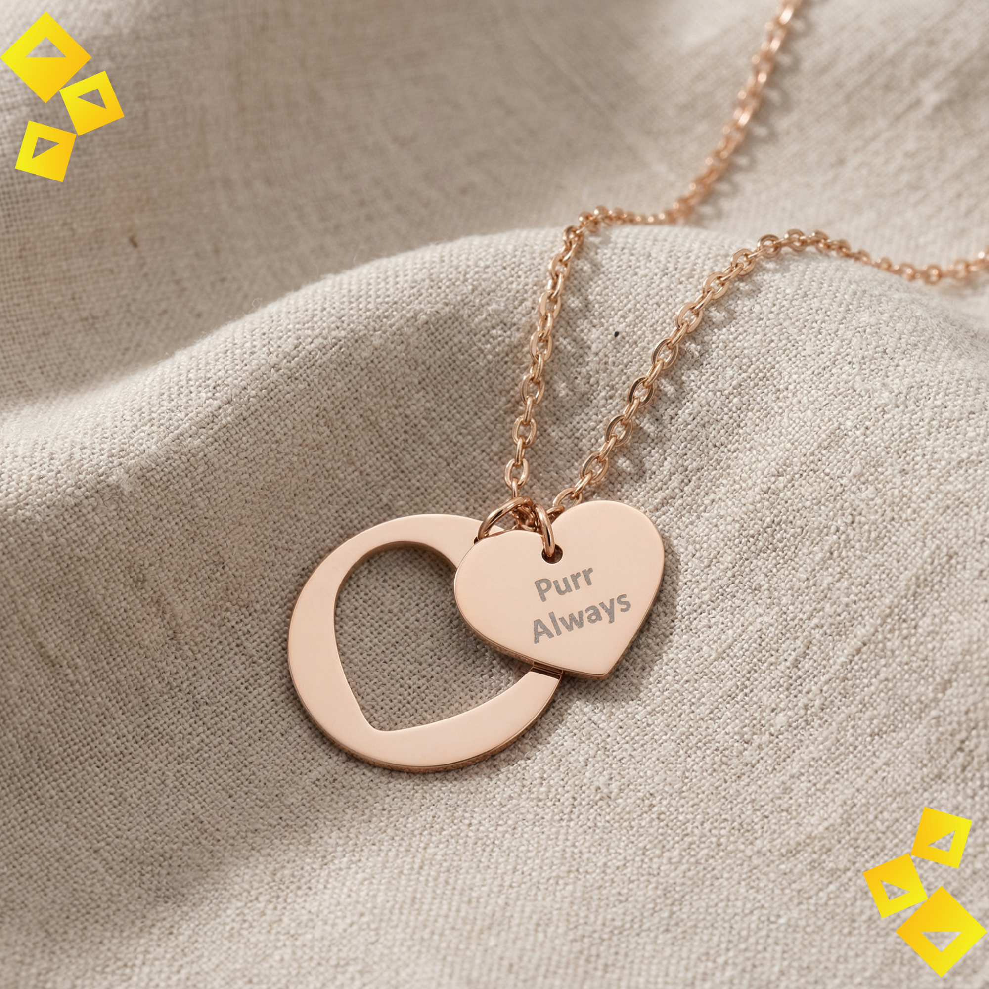Heart Cutout Necklace - Purr Always Cat Lover Necklace - Engraved Heart Charm Jewelry - Stainless Steel Pet Lover Gift