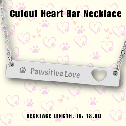 Personalized Bar Necklace - Custom Engraved Heart Necklace - Minimalist Name Necklace - Stainless Steel Gift