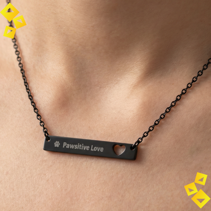 Personalized Bar Necklace - Custom Engraved Heart Necklace - Minimalist Name Necklace - Stainless Steel Gift
