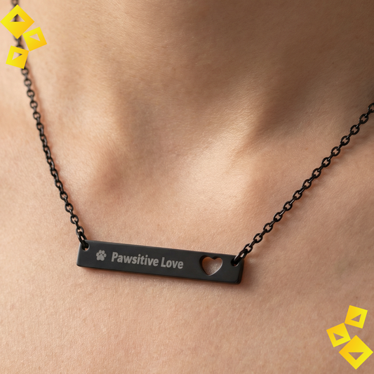 Personalized Bar Necklace - Custom Engraved Heart Necklace - Minimalist Name Necklace - Stainless Steel Gift