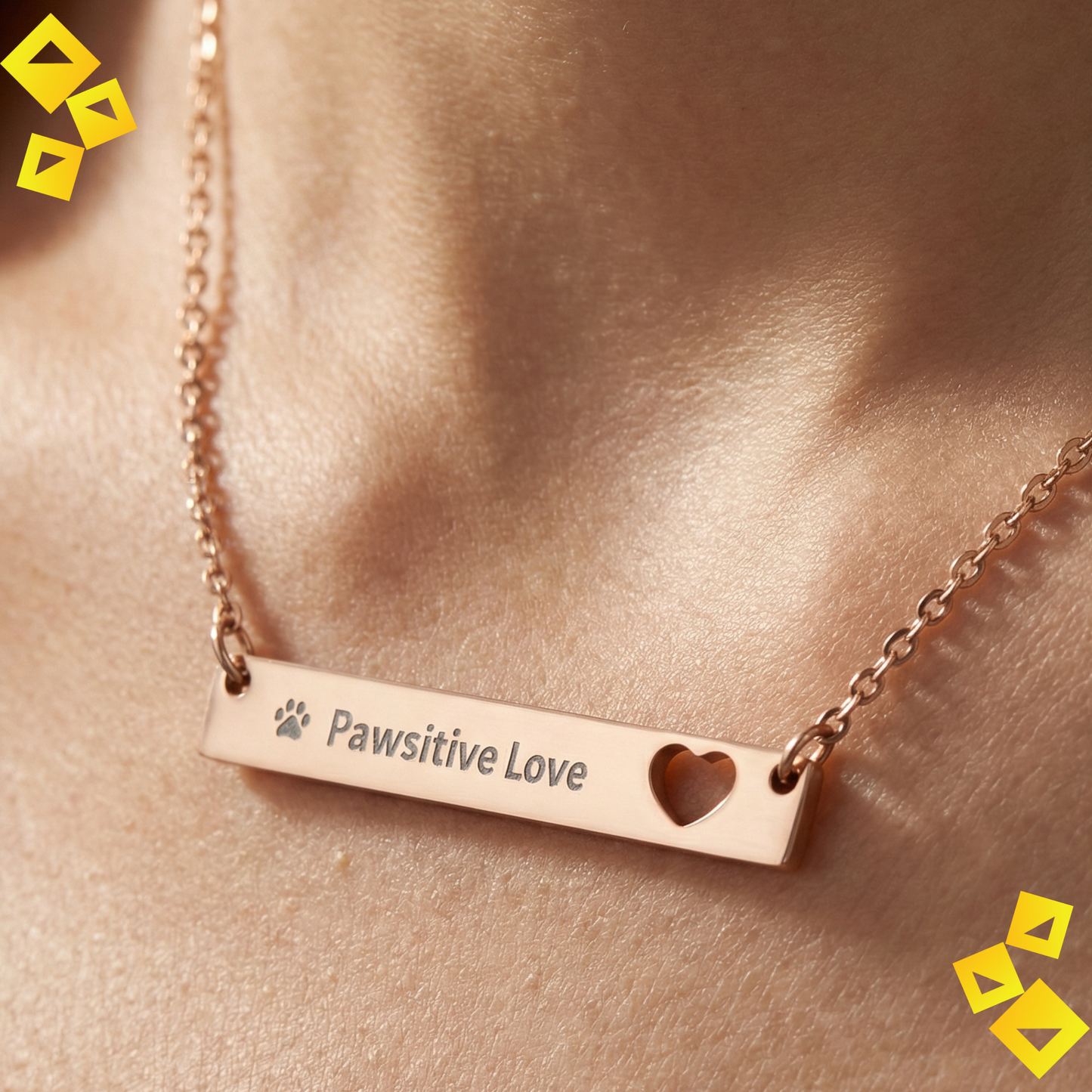 Personalized Bar Necklace - Custom Engraved Heart Necklace - Minimalist Name Necklace - Stainless Steel Gift