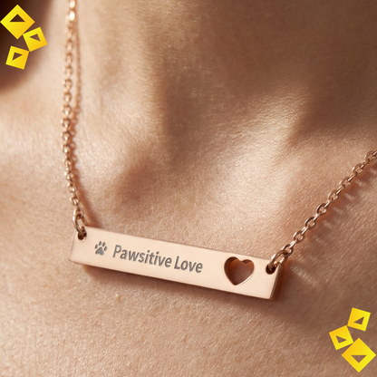 Personalized Bar Necklace - Custom Engraved Heart Necklace - Minimalist Name Necklace - Stainless Steel Gift