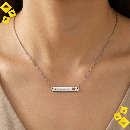 Personalized Bar Necklace - Custom Engraved Heart Necklace - Minimalist Name Necklace - Stainless Steel Gift