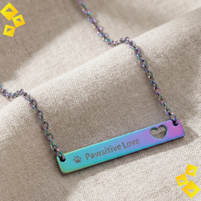 Personalized Bar Necklace - Custom Engraved Heart Necklace - Minimalist Name Necklace - Stainless Steel Gift