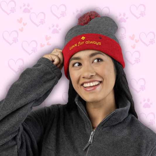 Custom Pom Pom Beanie - Personalized Pet Lover Hat - Embroidered Paw Knit Cap - Cozy Winter Gift