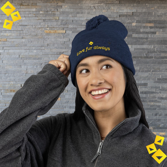 Custom Pom Pom Beanie - Personalized Pet Lover Hat - Embroidered Paw Knit Cap - Cozy Winter Gift