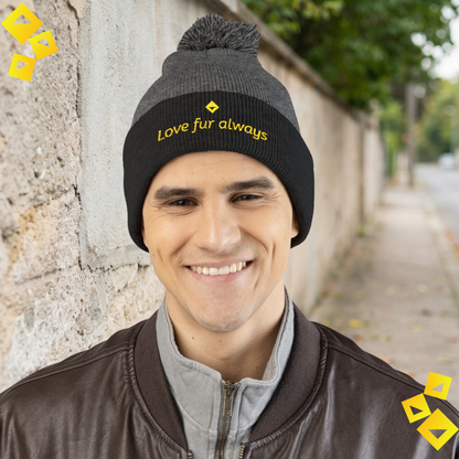 Custom Pom Pom Beanie - Personalized Pet Lover Hat - Embroidered Paw Knit Cap - Cozy Winter Gift