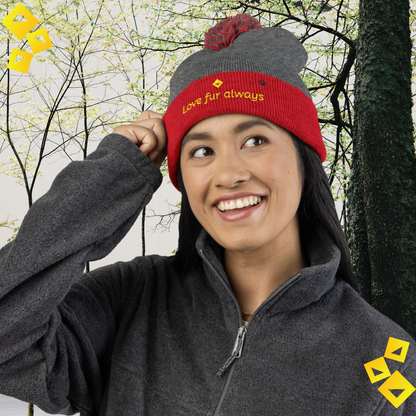 Custom Pom Pom Beanie - Personalized Pet Lover Hat - Embroidered Paw Knit Cap - Cozy Winter Gift