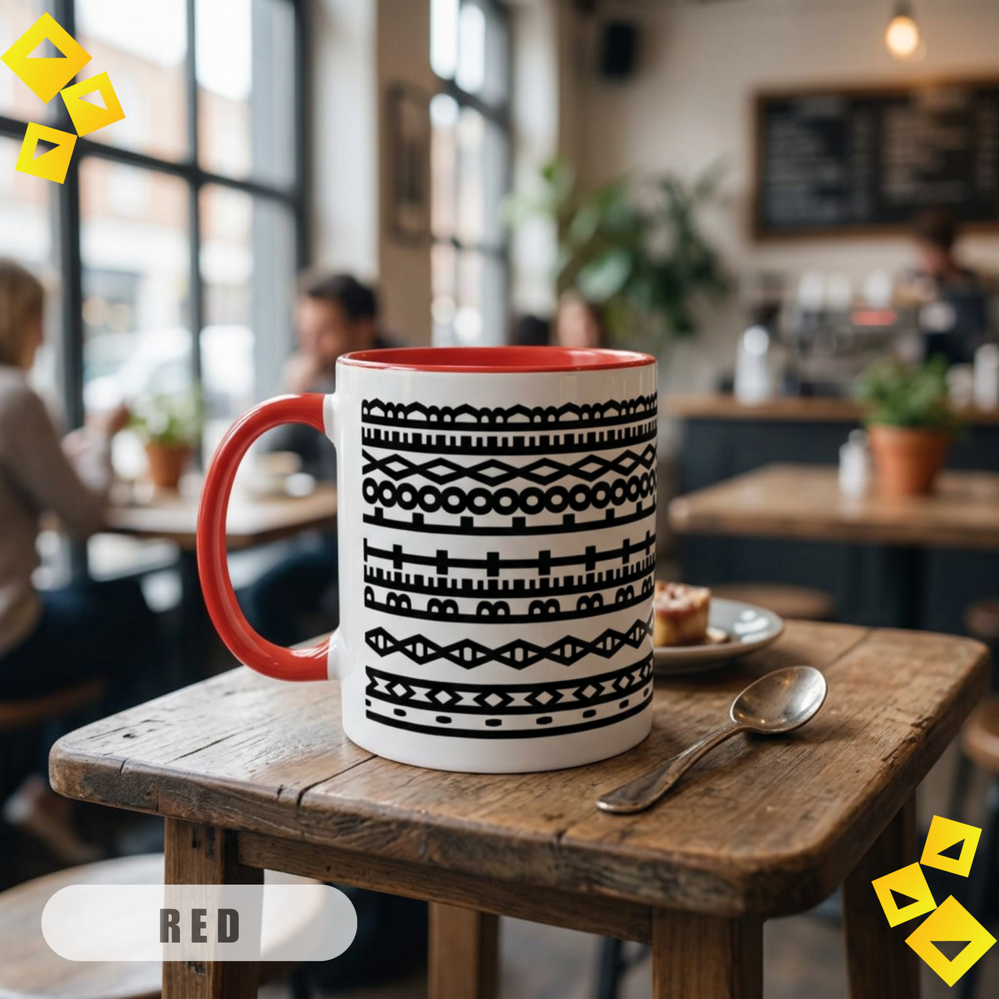 Accent Coffee Mug, Hidden Message I'm A Pet Lover Design, Black Stripe Pattern Cup, Colorful 11oz 15oz Gift, Pet Owner Present