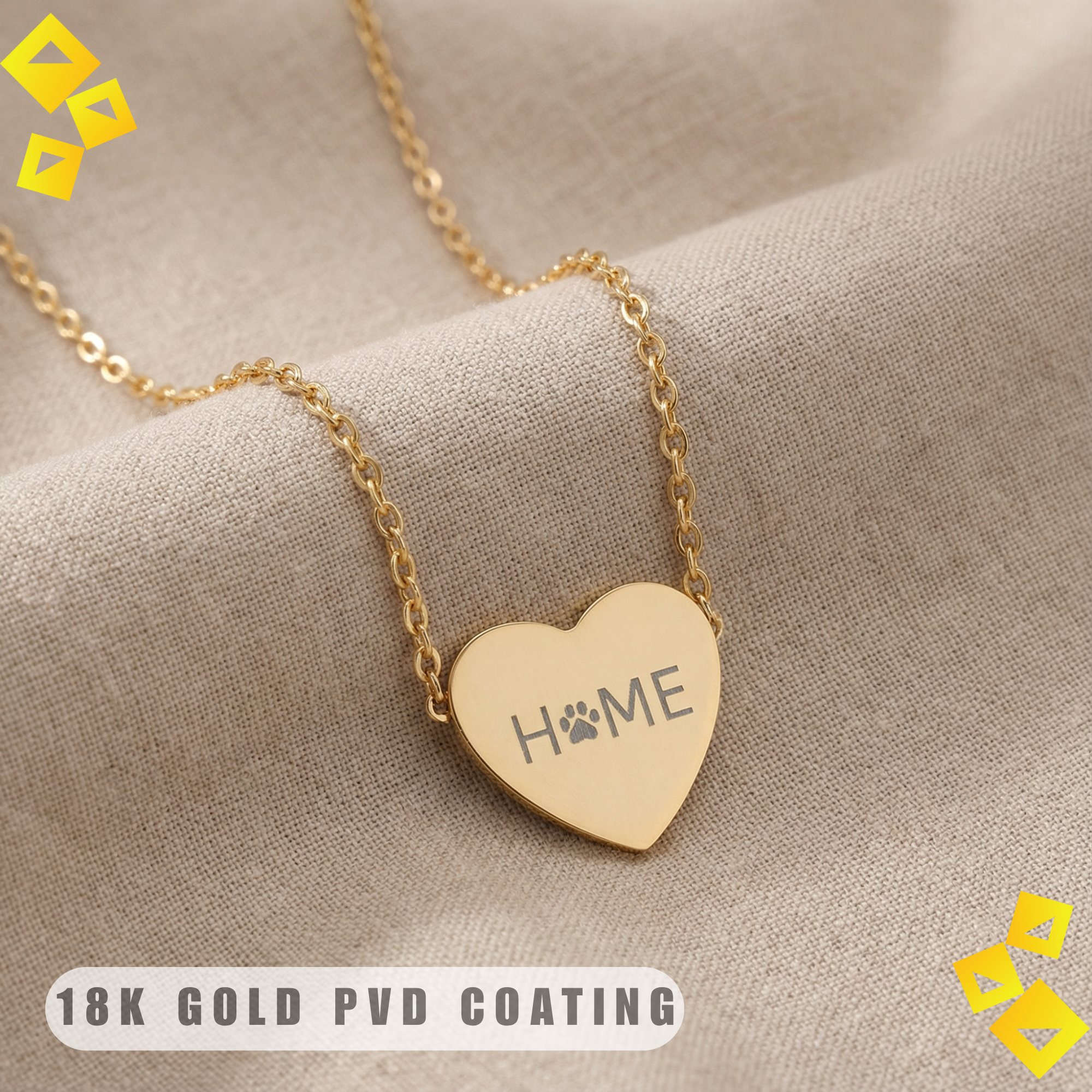 Heart Paw Necklace - Home Is Where the Paw Is - Pet Lover Jewelry - Engraved Heart Necklace for Animal Lovers