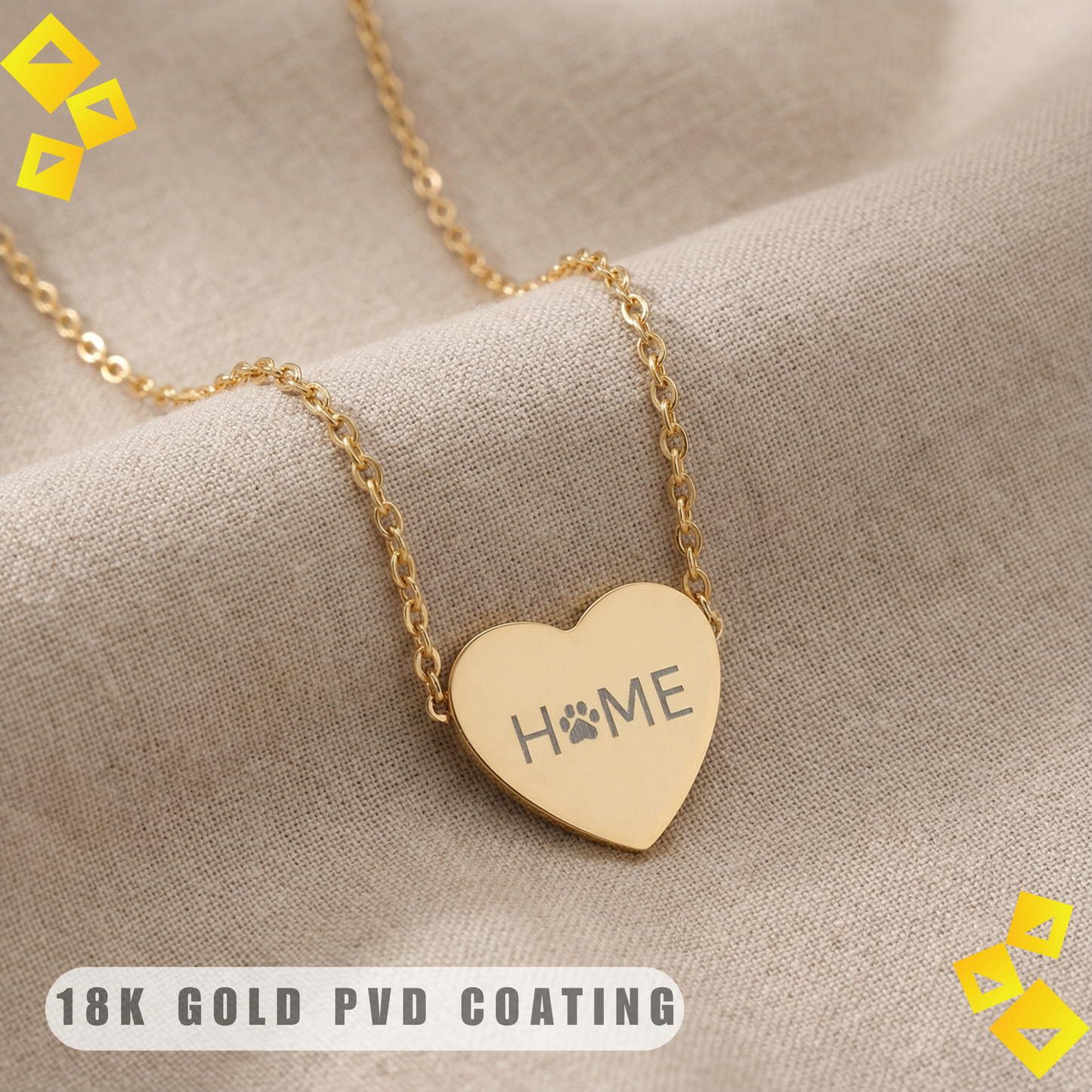 Heart Paw Necklace - Home Is Where the Paw Is - Pet Lover Jewelry - Engraved Heart Necklace for Animal Lovers