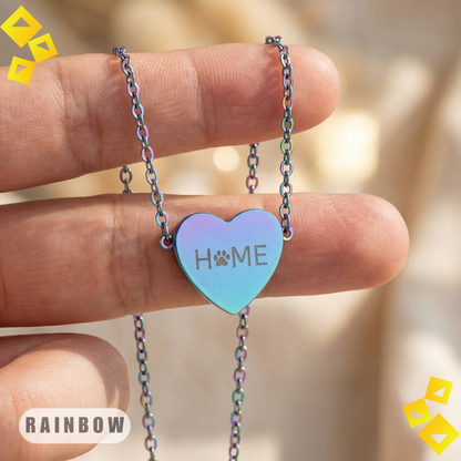 Heart Paw Necklace - Home Is Where the Paw Is - Pet Lover Jewelry - Engraved Heart Necklace for Animal Lovers