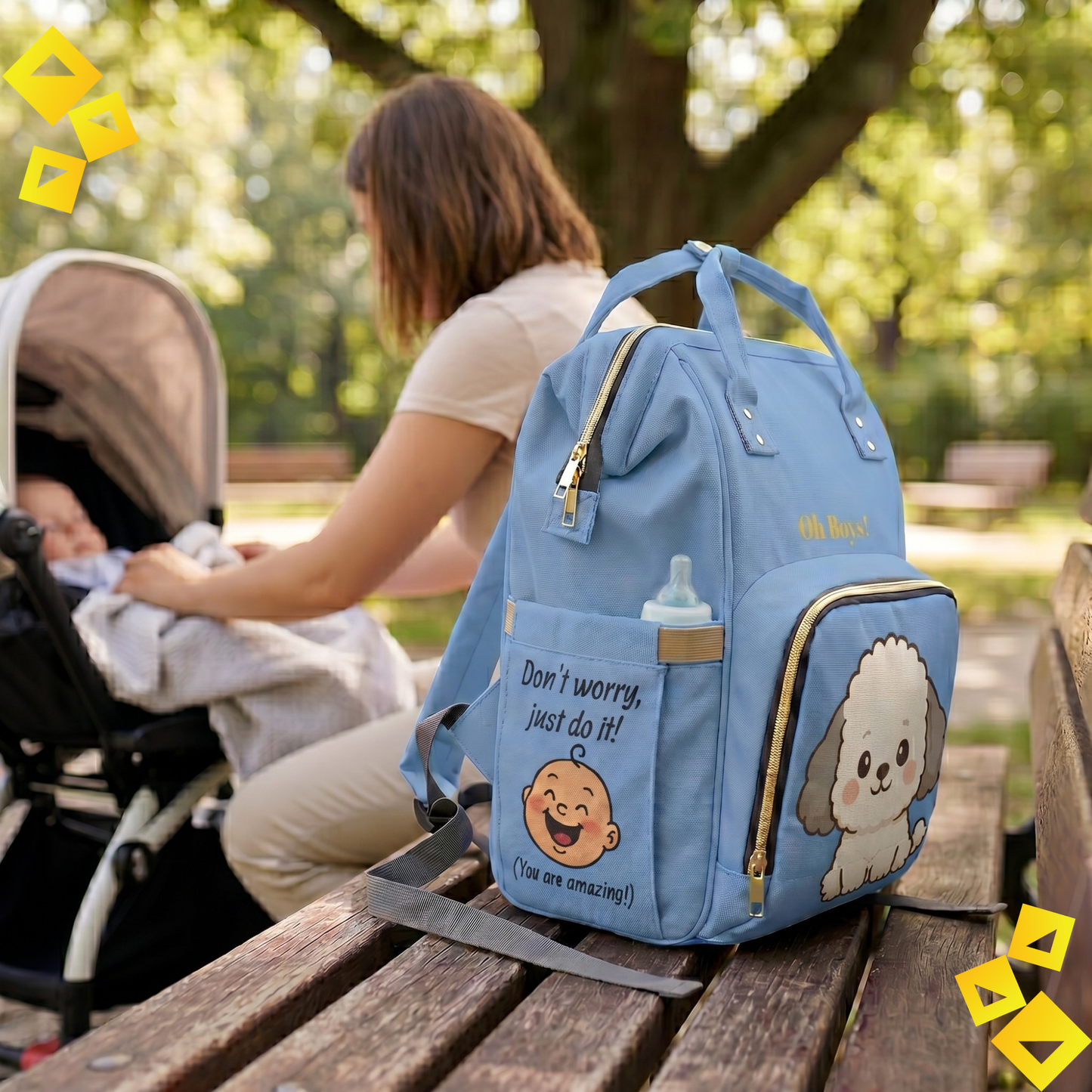 Diaper Bag, Baby and Dog Essentials Organizer, Stylish Pet Parent Backpack, Functional Travel Bag for New Moms Dads, Baby Shower Gift