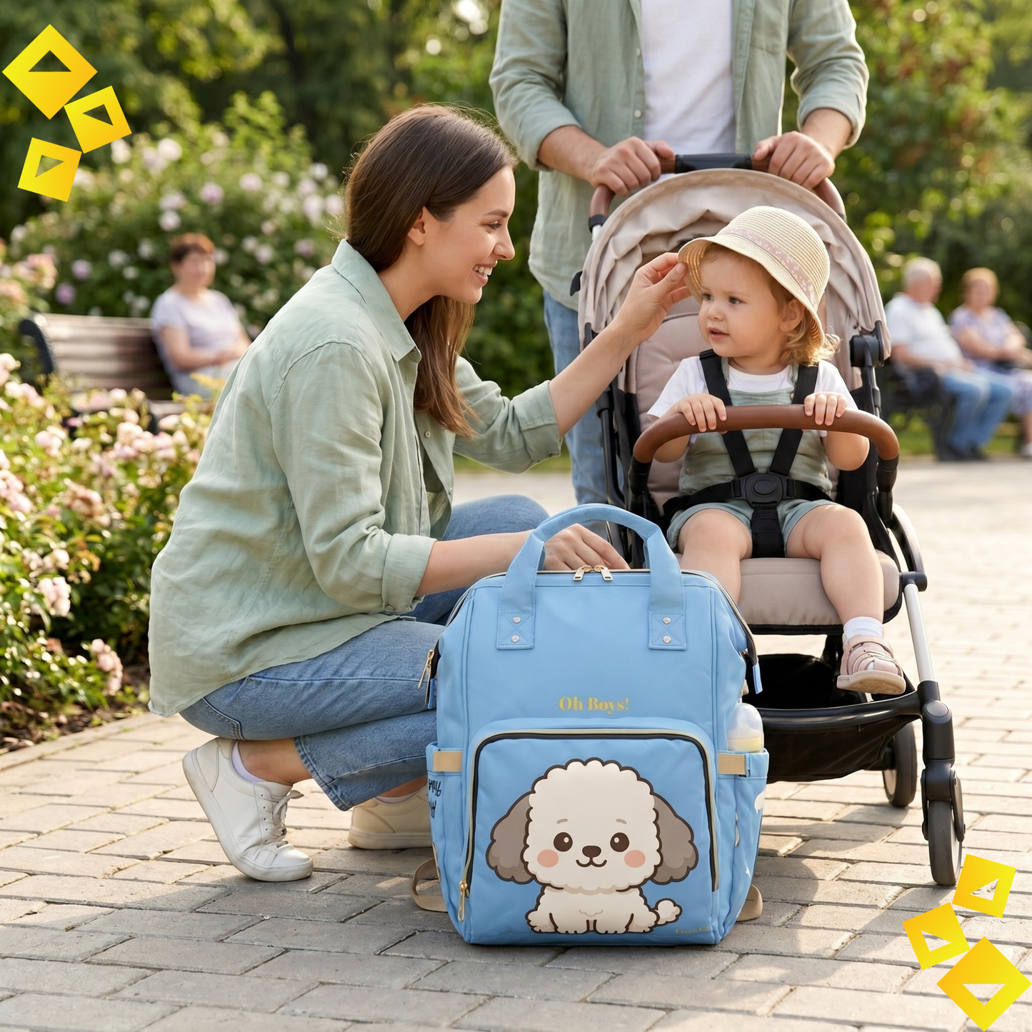 Diaper Bag, Baby and Dog Essentials Organizer, Stylish Pet Parent Backpack, Functional Travel Bag for New Moms Dads, Baby Shower Gift