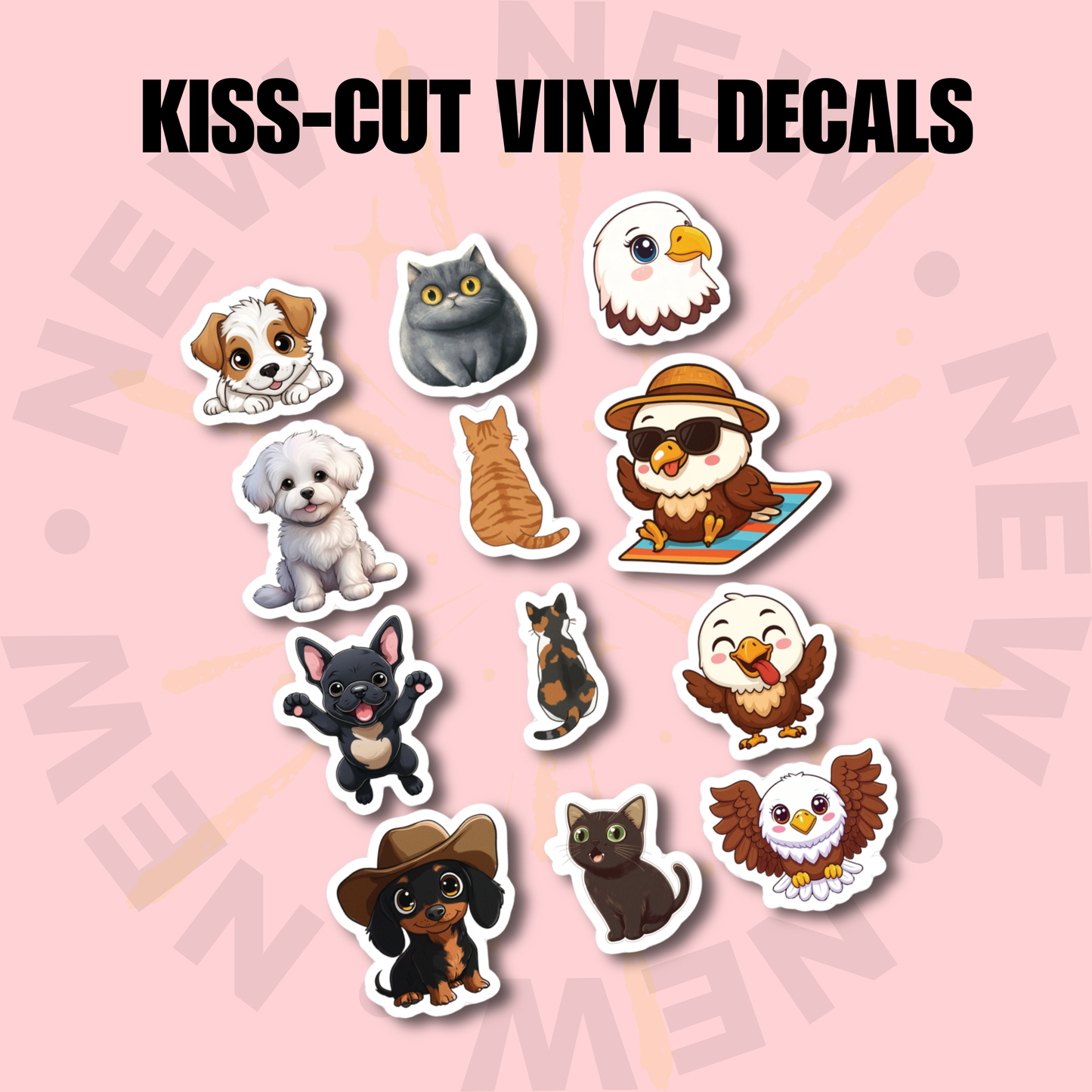 Kiss Cut Sticker Sheet, Cute Animal Mix Dogs Cats Birds Design, Kawaii Pet Vinyl Decals, Planner Laptop Decor, Gift for Animal Lovers