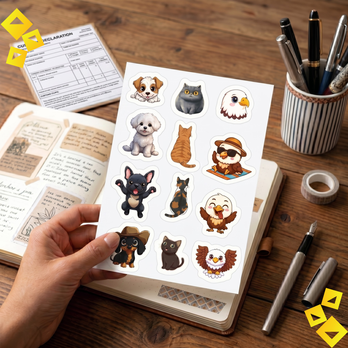 Kiss Cut Sticker Sheet, Cute Animal Mix Dogs Cats Birds Design, Kawaii Pet Vinyl Decals, Planner Laptop Decor, Gift for Animal Lovers