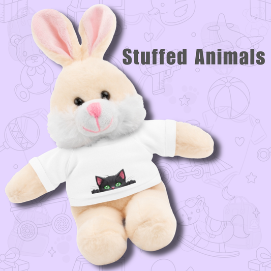 Stuffed Animals, Fluffy Plush Toys with Custom Tees, Snuggle Buddies Design, Personalized Gift for Kids, Cute Cuddly Toy Keepsake