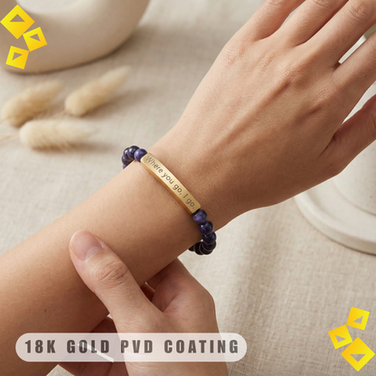 Natural Stone Stretch Bracelet - Where You Go I Go - Engraved Bar Bracelet - Meaningful Gift for Pet Lovers