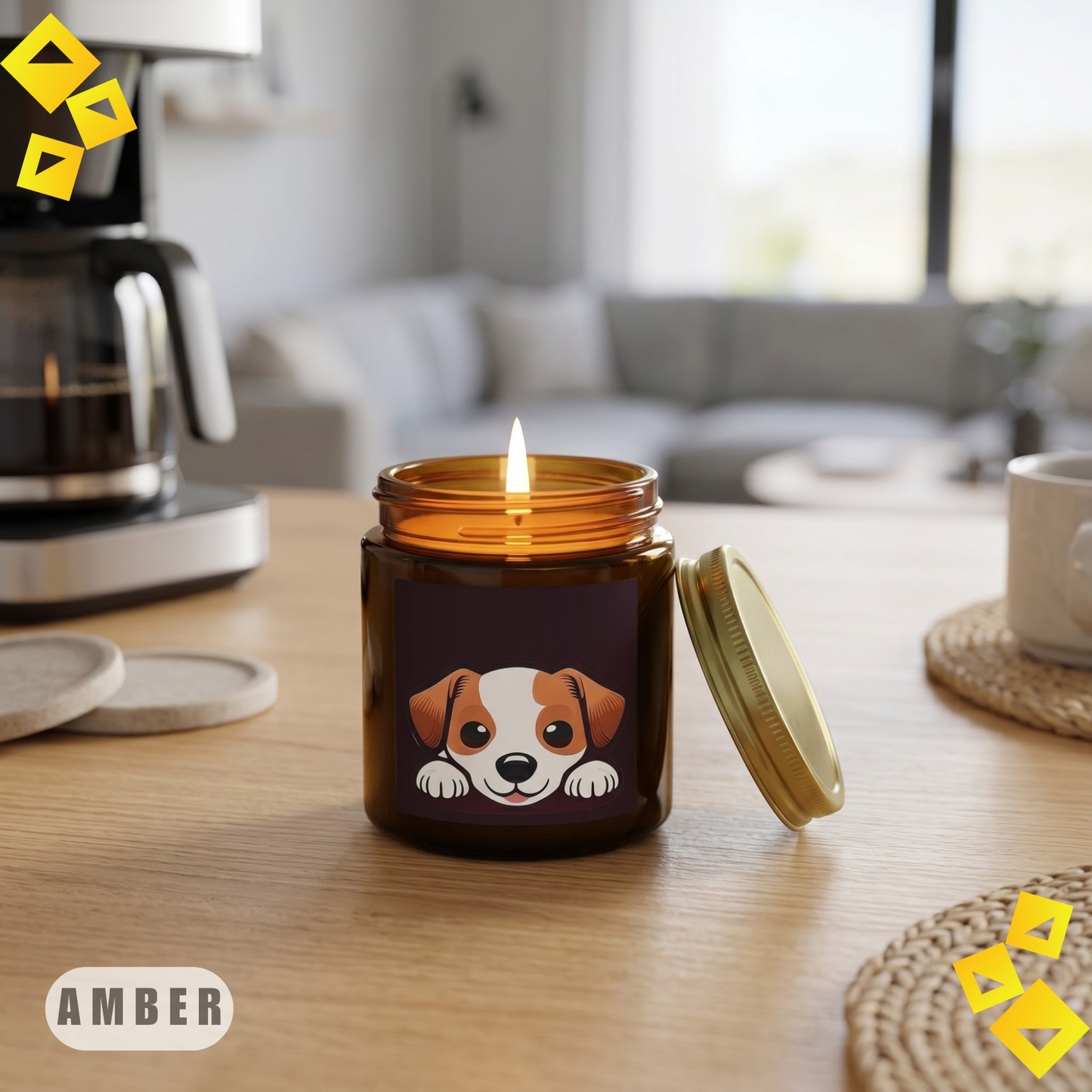 Scented Candle, Jack Russell Puppy Design 4oz Clear Jar, Cute Dog Candle, Pet Lover Gift, Cozy Home Fragrance for Dog Lovers
