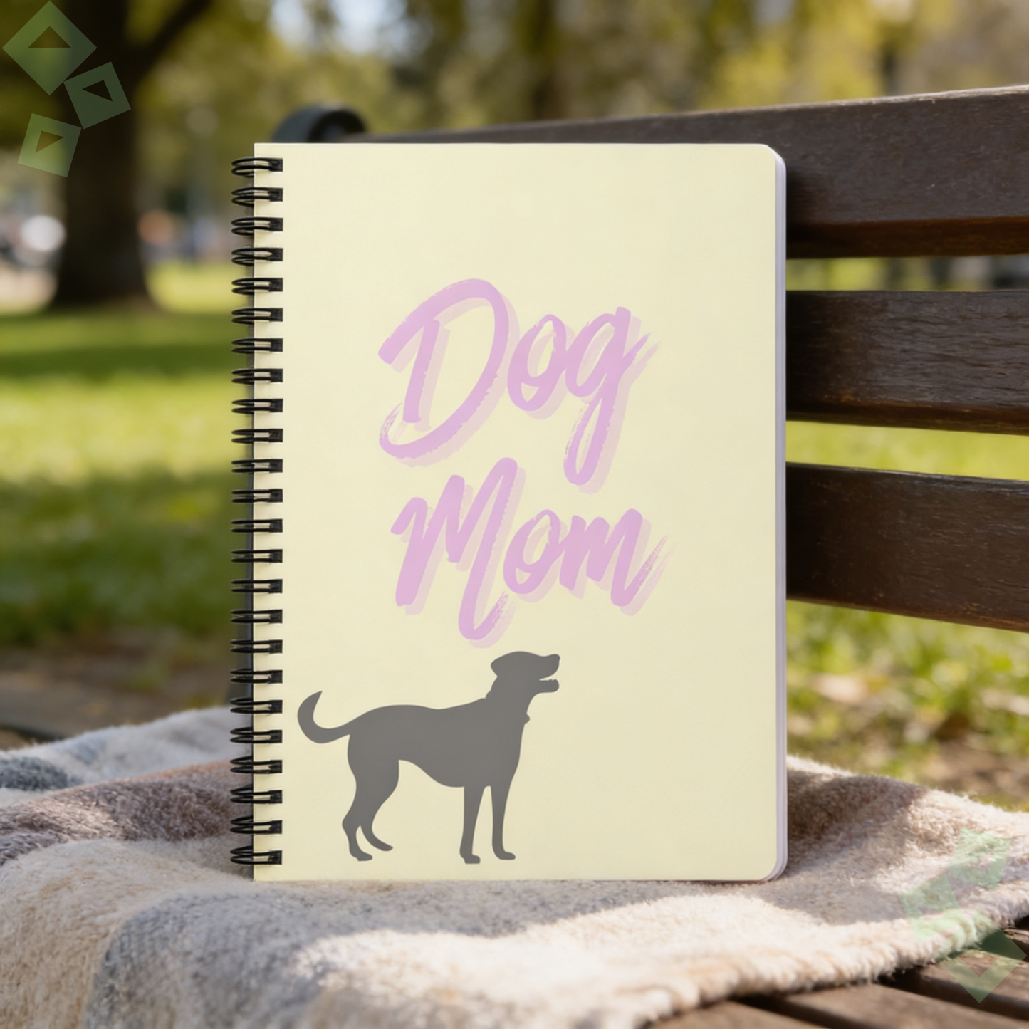 Dog Mom spiral notebook | Ruled line journal, cream cover with lavender script