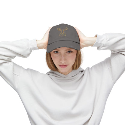 Gold Line Moose Head Cap | Distressed Black Baseball Hat