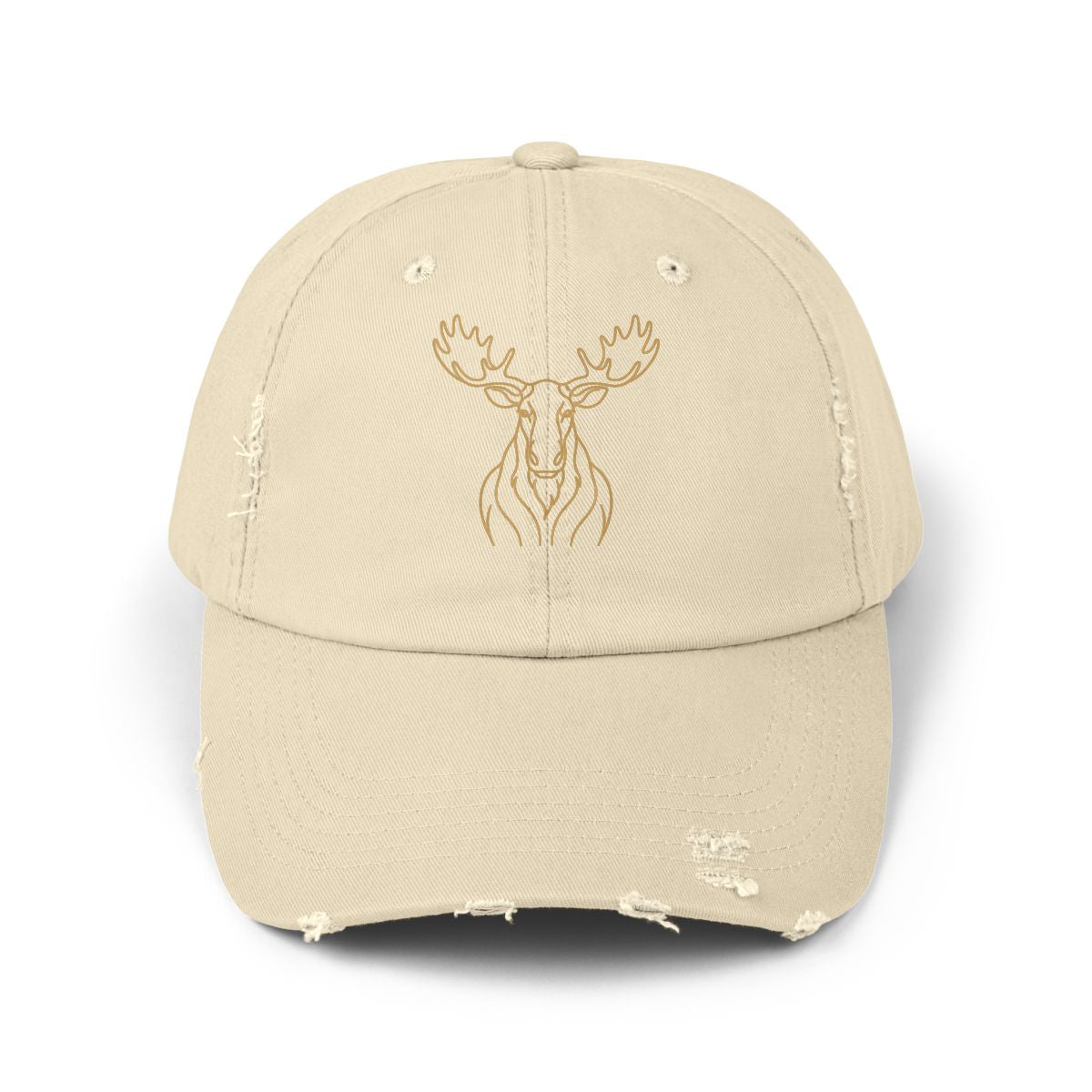 Gold Line Moose Head Cap | Distressed Black Baseball Hat