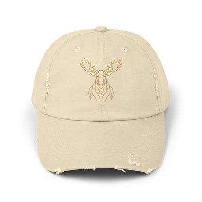 Gold Line Moose Head Cap | Distressed Black Baseball Hat