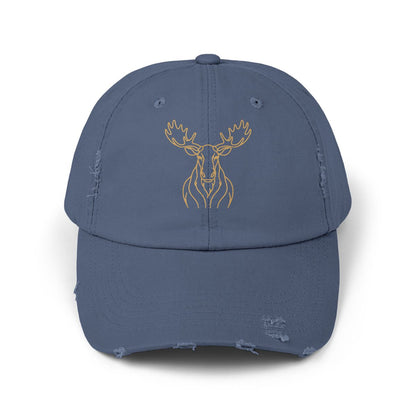 Gold Line Moose Head Cap | Distressed Black Baseball Hat