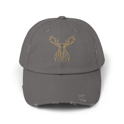 Gold Line Moose Head Cap | Distressed Black Baseball Hat