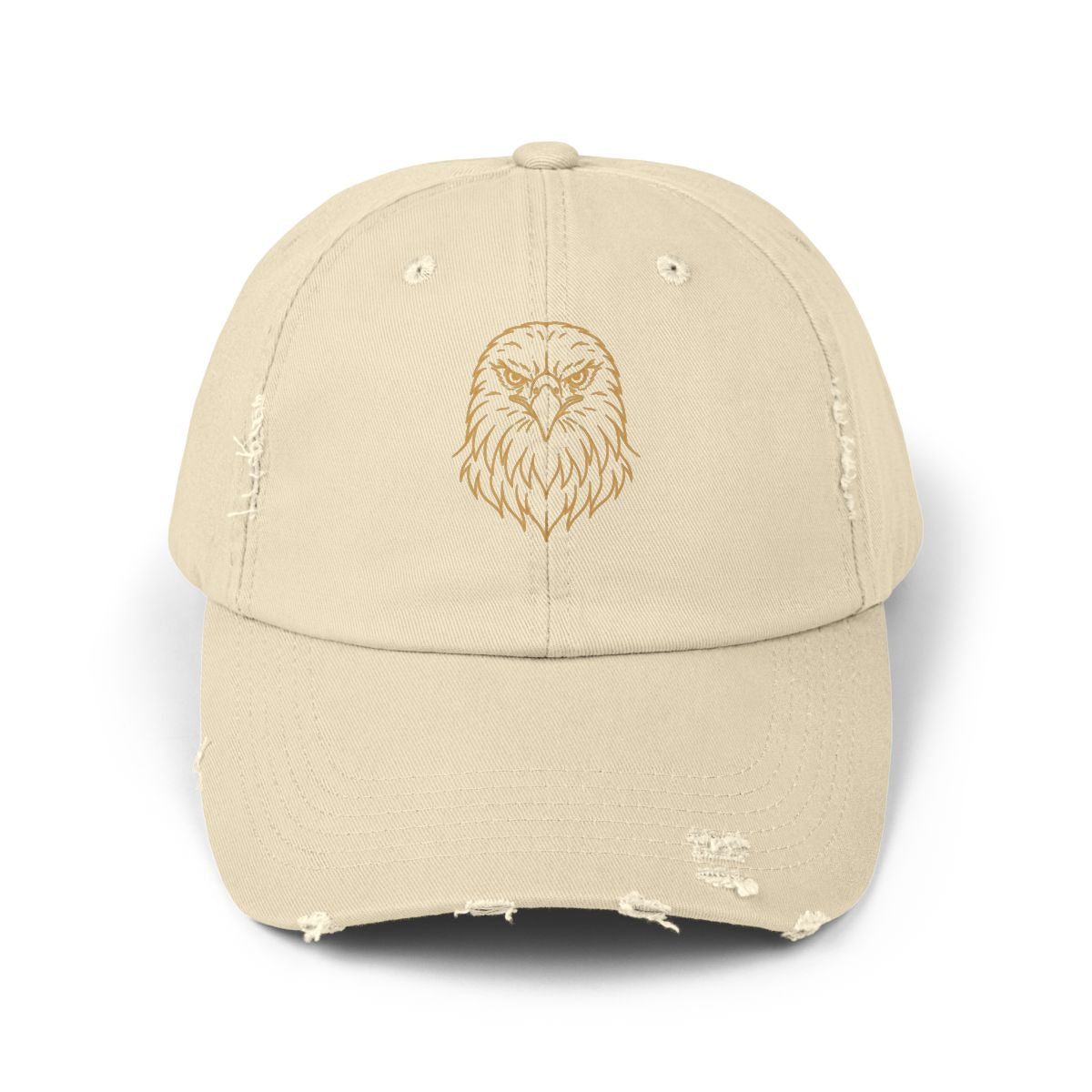 Gold Eagle Head Cap | Distressed Black Baseball Hat
