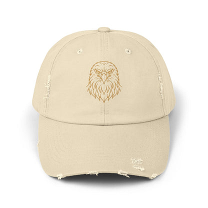 Gold Eagle Head Cap | Distressed Black Baseball Hat