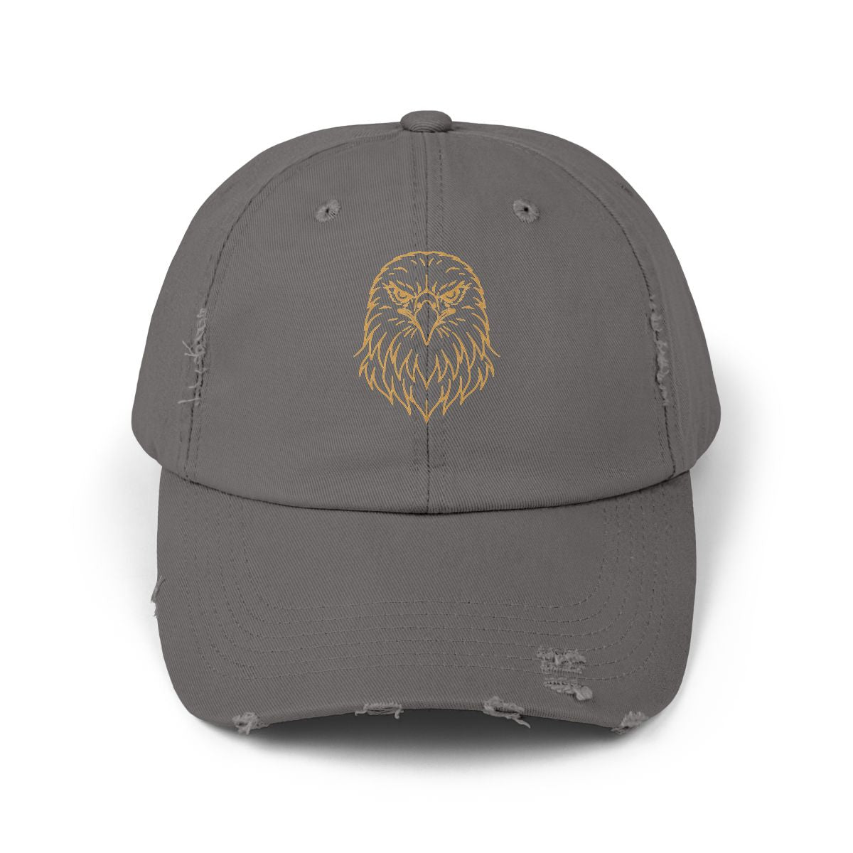 Gold Eagle Head Cap | Distressed Black Baseball Hat