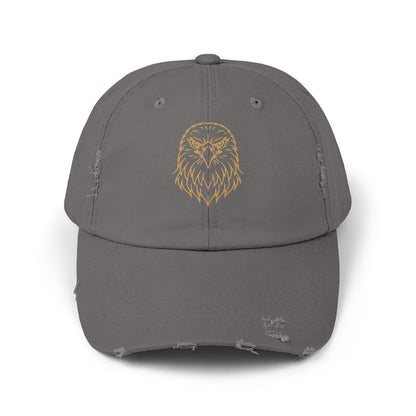 Gold Eagle Head Cap | Distressed Black Baseball Hat