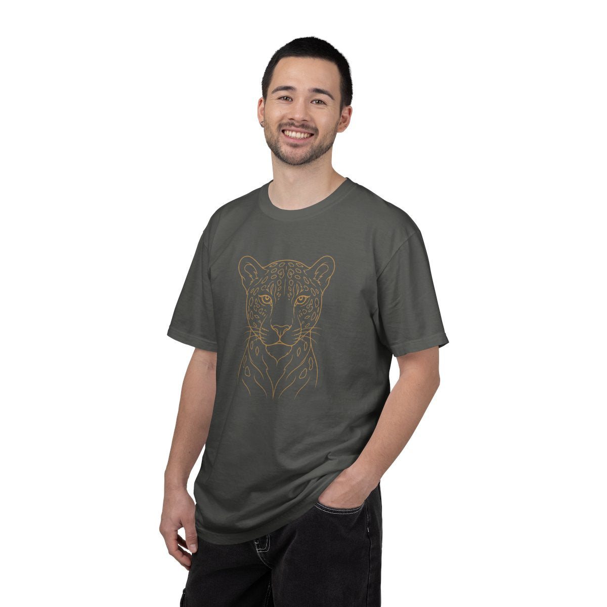 Line Art Jaguar Head T-shirt | Minimal Big Cat Illustration