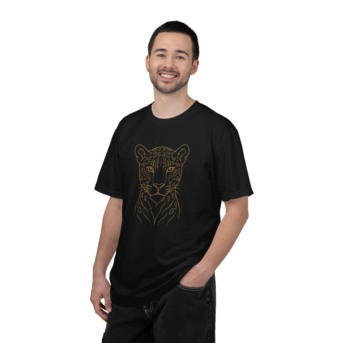 Line Art Jaguar Head T-shirt | Minimal Big Cat Illustration