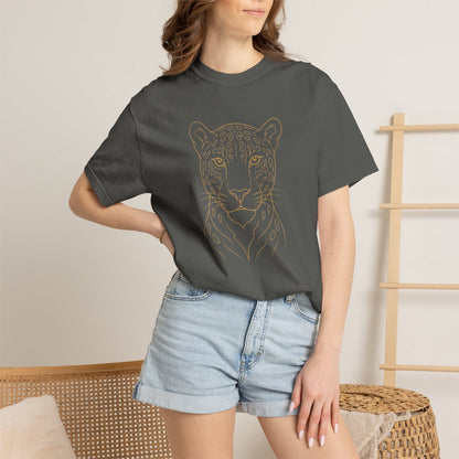 Line Art Jaguar Head T-shirt | Minimal Big Cat Illustration