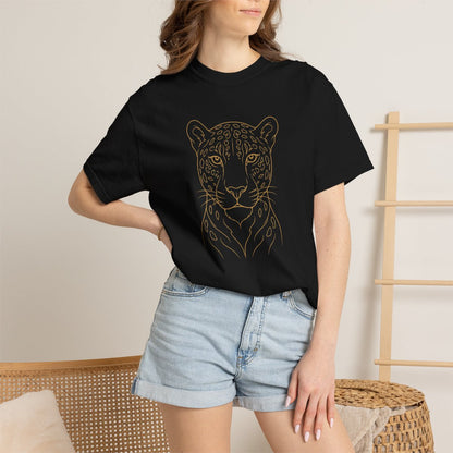 Line Art Jaguar Head T-shirt | Minimal Big Cat Illustration