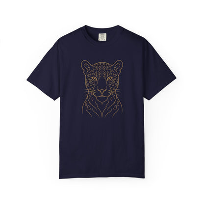 Line Art Jaguar Head T-shirt | Minimal Big Cat Illustration