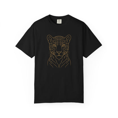 Line Art Jaguar Head T-shirt | Minimal Big Cat Illustration