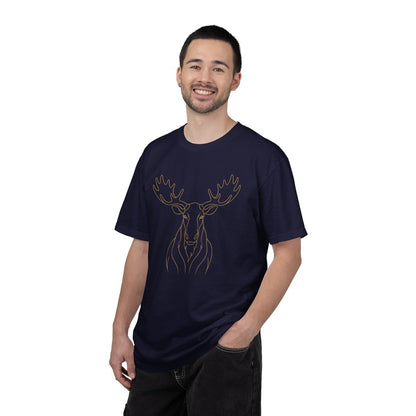 Minimal Line Art Moose T-Shirt | Outline Antler Graphic