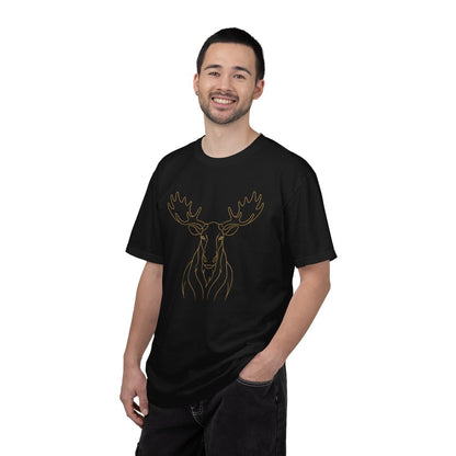 Minimal Line Art Moose T-Shirt | Outline Antler Graphic