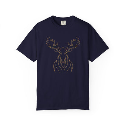 Minimal Line Art Moose T-Shirt | Outline Antler Graphic