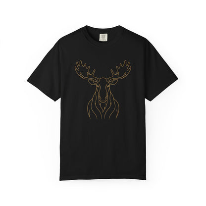 Minimal Line Art Moose T-Shirt | Outline Antler Graphic